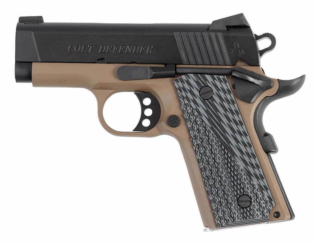 PISTOLET COLT 1911 DEFENDER 3" BLACK/FDE - CAL 45 ACP / O7800XE-FDE